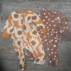 Carter's Floral Footies - Brown and Tan